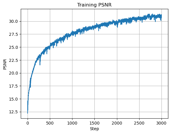 Plot of Training PSNR