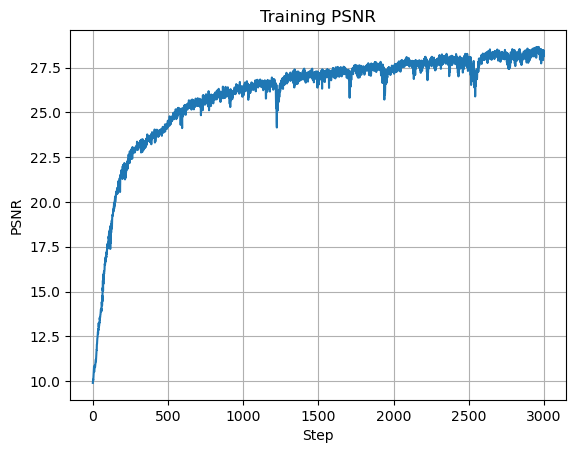 Plot of Training PSNR