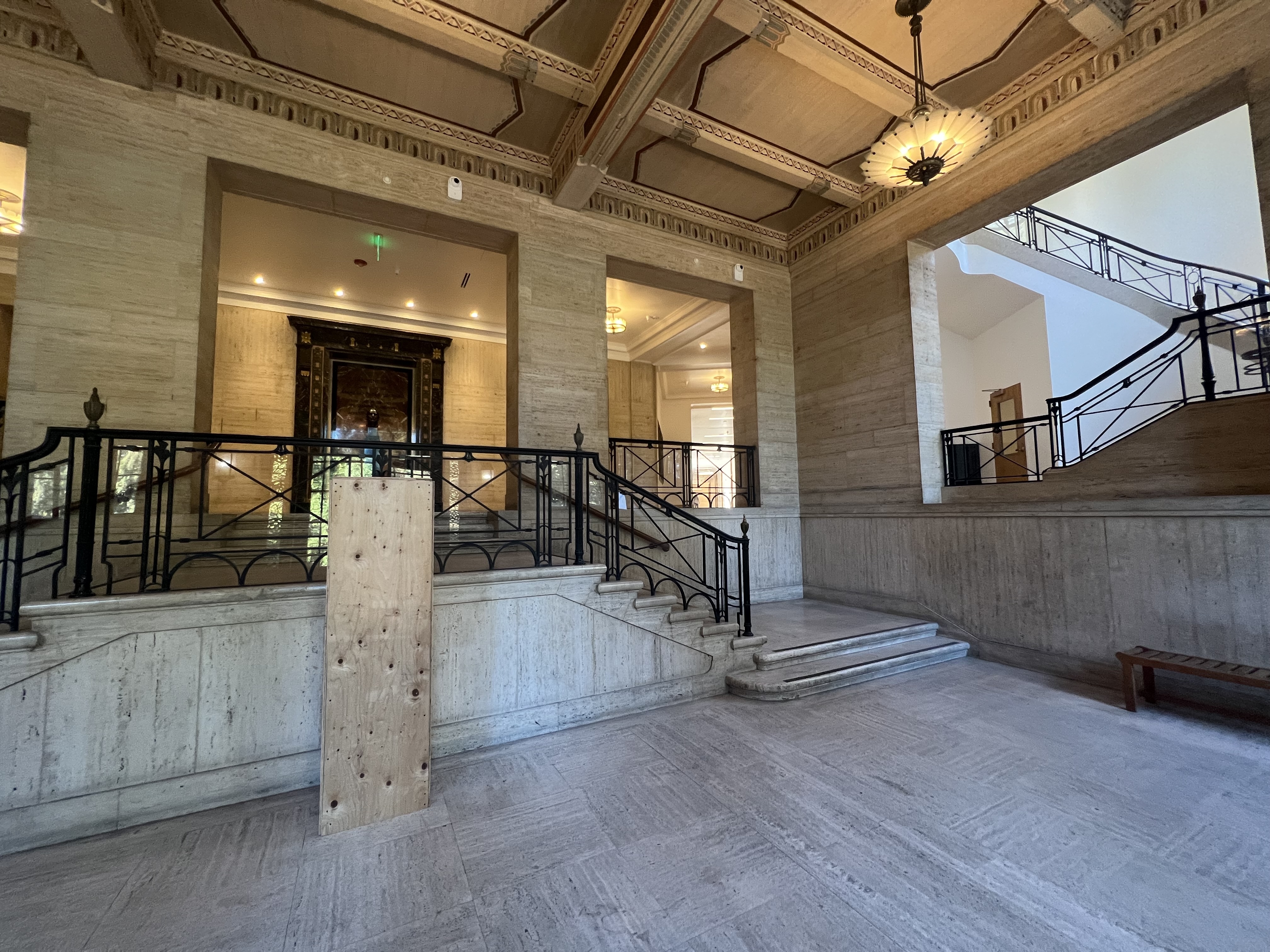 Image of right portion of entrance way of Giannini Hall